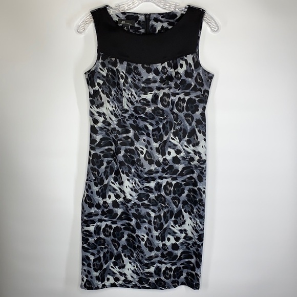 AB Studio Sleeveless Animal Print Black Gray Dress Size 8 - Picture 1 of 8